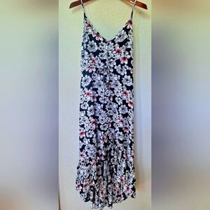 Betsey Johnson Womens High Low Floral Spaghetti Strap Midi Dress Size 2